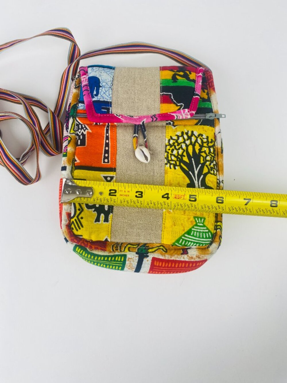 Handmade African Safari Print Patchwork Crossbody - Picture 10 of 11